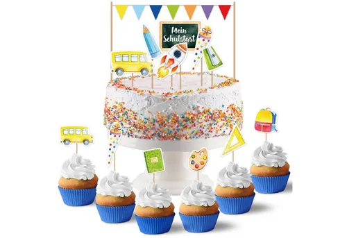 PAPIERDRACHEN Tortenstecker Kuchenstecker zur Einschulung - in verschiedenen Designs, Einschulung - Erste Klasse - Einschulungsparty