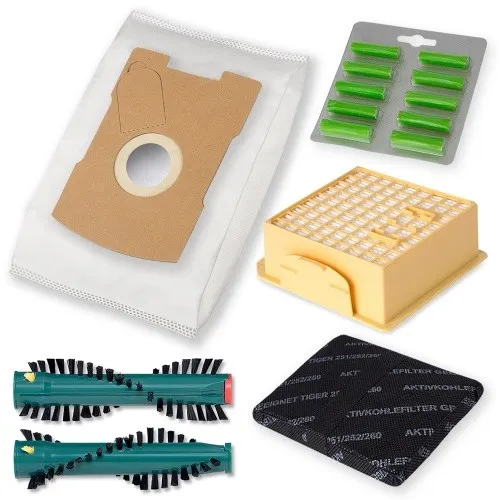 Sparset passend für Vorwerk Tiger 260 - 5 Tüten Filtersystem Bürsten für EB360