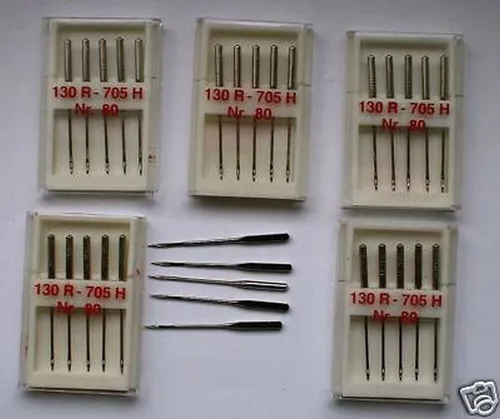 Nähmaschinennadeln Universal Flachkolben 130/705 80er 5 Pack a 5 Nadeln NEU