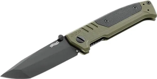 Walther PDP Tanto Folder BLK-OD PE Taschenmesser - Taschenmesser mit robustem Tanto-Klingenprofil, ideal für Outdoor-Abenteuer und alltägliche Anwendungen.