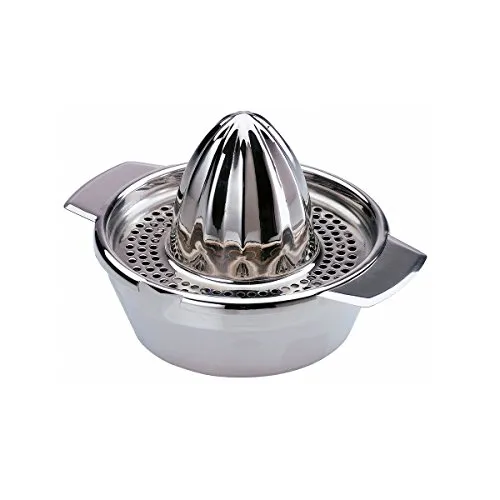 axentia 116718 Zitruspresse in Silber, Saftpresse manuell bedienbar, Limettenpresse aus hochwertigem Edelstahl, rostfreie Fruchtpresse mit Auffangbehälter , 17 x 10 x 14 cm