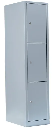 Steelboxx Fächerschrank 3 Fächer - Werkstatteinrichtung, komplett verschweißt und montiert – kein Aufbau erforderlich, ideal für sichere Aufbewahrung von Wertsachen in Betrieben.