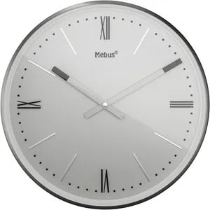 Mebus Wanduhr 19780, Kunststoff, analog, Quarzuhr, Ø 25 cm, anthrazit, lautlos