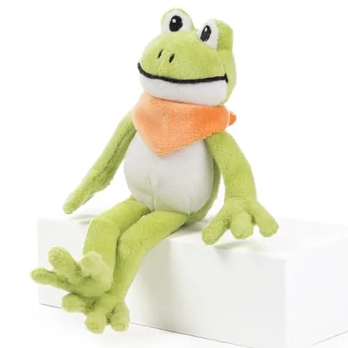 Plüsch Frosch „Quark“ – Schaffer 5730 - Kuscheltier Frosch - weich & flauschig - Stofftier für Babys & Kinder ab 0 Jahren – waschbar - Größe XS - 16 cm - grün-weiß