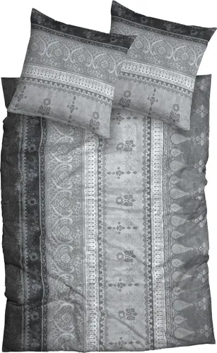 CASATEX Bettwäsche India - 2 teilig, orientalisch und gemütlich in Silber - Bettwäsche-Set aus Interlock-Jersey, 100% Baumwolle, mit Reißverschluss. Perfekt für einen stilvollen und komfortablen Schlaf.