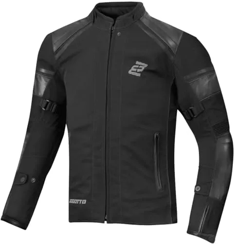 Bogotto Blizzard-X Motorrad Textiljacke, schwarz, Größe M - Robuste Motorradjacke aus Polyester mit Rindsleder an Schultern und Ärmeln, wasserdicht und ideal für alle Wetterbedingungen.