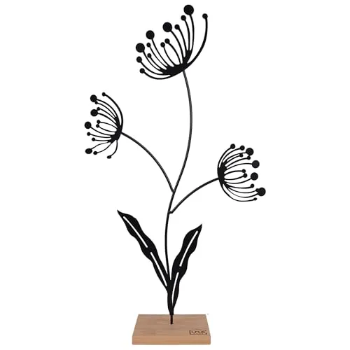 UNUS Deko Aufsteller Blume Silhouette Metall Moderne Wohn- und Gartendeko groß Schwarz