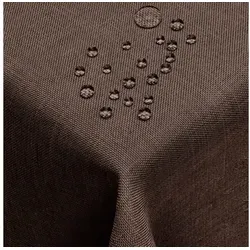 DecoHomeTextil Heimtextilmanufaktur Tischdecke Leinen Optik Tischdecke Tischtuch Abwaschbar Wasserabweisend braun Eckig 130 x 340 cm