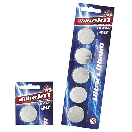 CR2450 WILHELM Lithium Knopfzelle 3V 600mAh ø24,5x5,0mm Batterie DL 2450 6 x