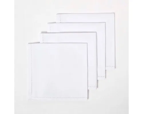 Homescapes Stoffserviette 4er-Set Stoffservietten weiß – 45 x 45 cm, 100% Baumwolle