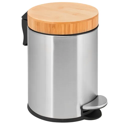 bremermann Badeimer mit Bambusdeckel // Kosmetikeimer // 3 Liter, matt Edelstahl