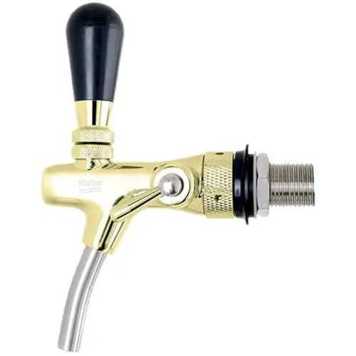 BieTal® Kompensatorhahn - Vergoldeter Schankhahn mit Schaumtaste - Mini-Zapfanlagen - Der verstellbare BieTal Zapfhahn bietet optimalen Druckausgleich und weniger Schaum, ideal für Bars und Gastronomie.