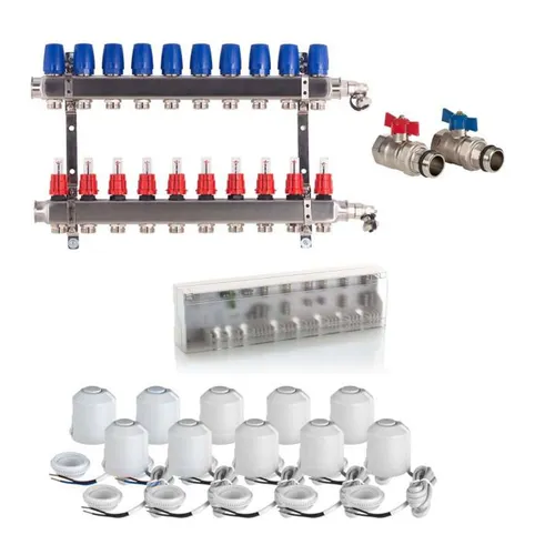 Produktbild Heizkreisverteiler Komplettset BASIC für Fußbodenheizung 10 Heizkreise