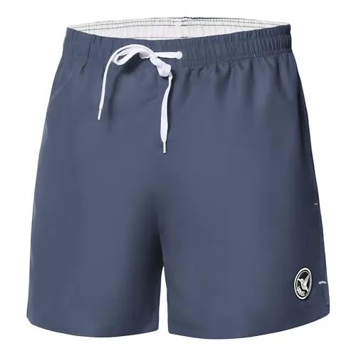 Ladeheid Badehose Herren Bequeme Badeshorts Kurz mit Seitentaschen und Schnürchen, Badeshorts Herren mit Netzfütterung, Perfekt für Sommer, Strand und Schwimmbad – LA40-198 (Dunkeljeans, M)