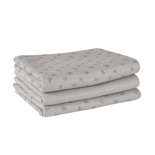 roba organic 3er Windel Set Lil Planet - 80 x 80 cm - Musselin - Textilwindeln aus Bio Baumwolle - GOTS & Oeko-Tex 100 zertifiziert - Grau