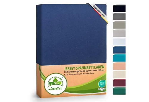 leevitex® Spannbettlaken Luxus Elasthan Jersey Spannbettlaken, Gummizug: Rundum-Gummizug