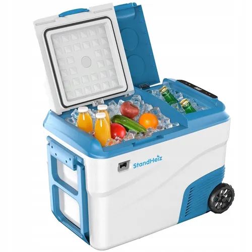 Kompressor Kühlbox 32L Zwei Kammern Gefrierbox Camping Kühlschrank 12V StandHeiz