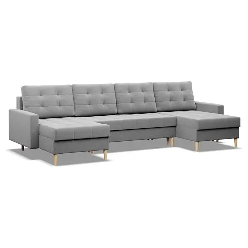 Mebligo Ecksofa ELMA mit Schlaffunktion - Sofas & Couches – U-förmiges Sofa mit hoher Bonellfederung für optimalen Sitzkomfort und großem Bettkasten für praktischen Stauraum.
