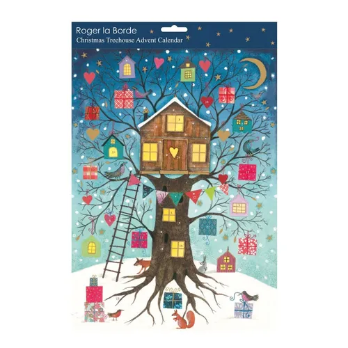 Glitzer-Adventskalender Weihnachts-Baumhaus Blau Weihnachtsdekoration