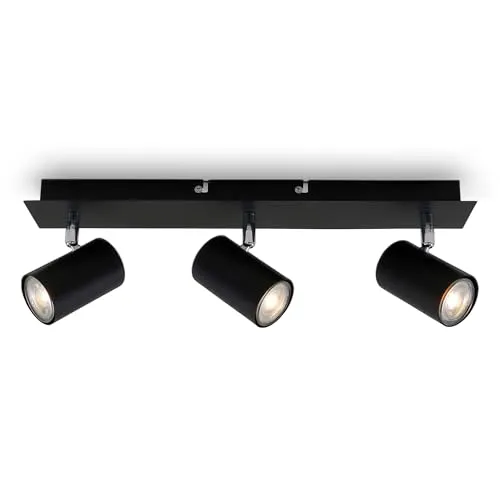 Briloner Deckenspot Schwenkbar 3xGU10 max. 40W Schwarz - Moderne Deckenleuchte für individuelles Lichtdesign, schwenkbare Spots für gezielte Beleuchtung in Wohnräumen.