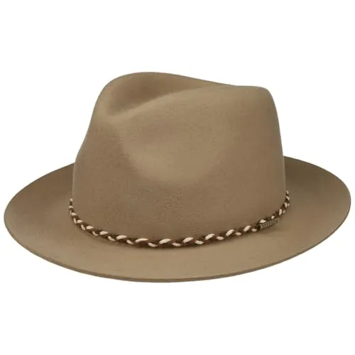 Stetson Willmount Fedora Hut - Wollfilzhut mit Asahi Guard - Filzhut für Herren - Herrenhut beige M (56-57 cm)