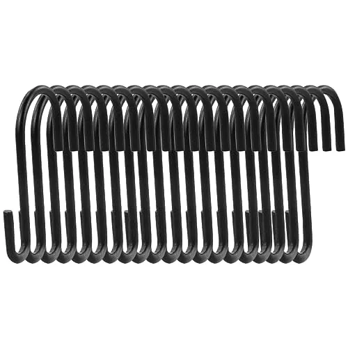 LWMLWM S Haken, 20 Stück S Haken schwarz, S-Haken Aluminium ideal Küche, Schrank, Garage und Garten für hängende Töpfe und Pfannen, Kaffeetassen, Kleidung, Pflanzen