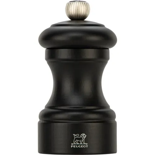 Peugeot Pfeffermühle BISTRO, Buchenholz 22730 - Matt Schwarz - Küchenhelfer mit verstellbarem Mahlwerk für individuelle Körnungsanpassung. Hochwertiges Buchenholz in kompakter Größe von 10 cm, ideal für jeden Tisch.