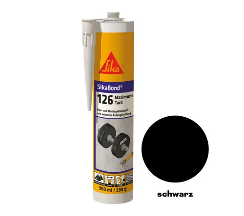 Sika Klebstoff SikaBond 126 Maximum Tack 300ml - Klebstoffe für Innen- und Außenbereich mit extrem hoher Anfangshaftung, ideal für schwere Bauteile ohne zusätzliche Fixierung. Lösemittelfrei und geruchneutral.