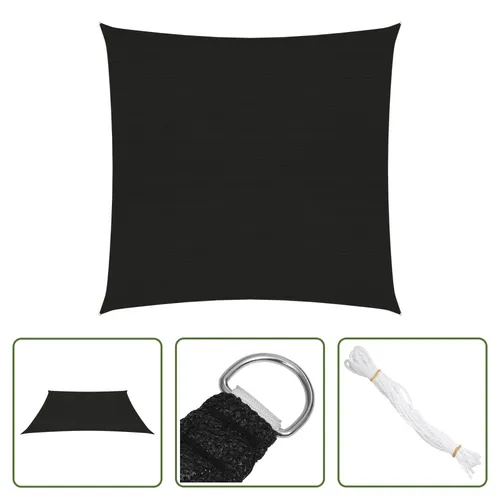 The Living Store Sonnensegel 160 g/m² Schwarz 3,6x3,6 m HDPE