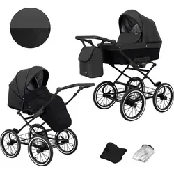 Kinderwagen ROMANTIC 2-in-1 Sportwagen Babywagen Komplettset (schwarz)