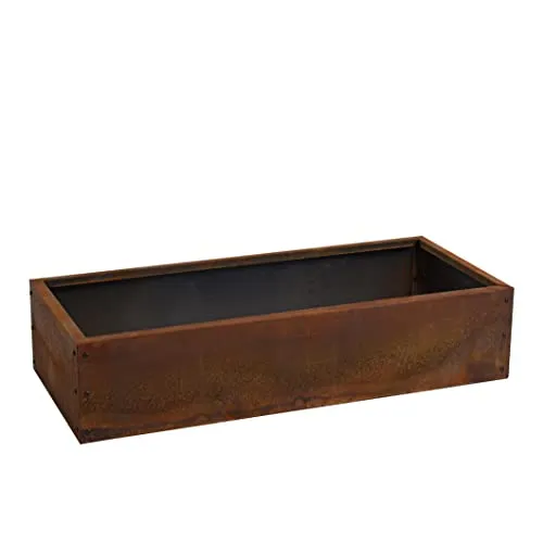 Beeteinfassung Hochbeet 115x50x25 cm aus Edelrost Cortenstahl - Hochbeet aus hochwertigem Cortenstahl, ideal für Blumen und Kräuter. Leicht montierbar, entwickelt mit der Zeit eine ansprechende Rost-Patina. Perfekt für den Außenbereich!