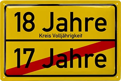 LANOLU Retro Blechschild Ortschschild 18. Geburtstag Junge