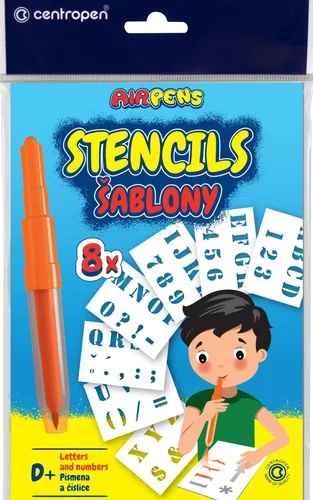 CENTROPEN Schablonen für Blasmarker 9996 D + Buchstaben, Zahlen, 8 Stück