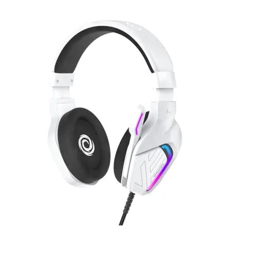 Oniverse Gaming-Headset, kabelgebunden, mit verstellbarem Mikrofon, kompatibel mit PS5, PS4, Switch, Xbox PC, Mac, Gaming-Headset, LED, Lautsprecher, 50 mm, bequem und atmungsaktiv, kabelgebunden,