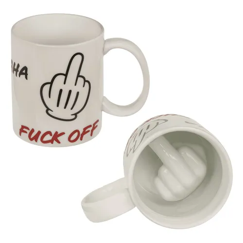 Becher Fuck off Verpiss dich Mittelfinger Kaffeetasse Kaffeebecher aus Keramik