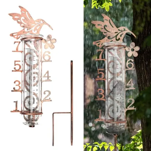 DTYGUIXE Regenmesser für Garten Frostsicher 60 × 12 cm mit Metallstab