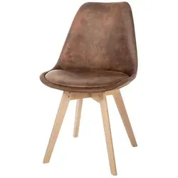 CLP Esszimmerstuhl Linares in Braun aus Kunstleder - Stuhl für Esszimmer mit komfortabler Polsterung und elegantem Materialmix. Pflegeleichte Oberfläche und stabiles Buchenholzgestell bieten langanhaltenden Sitzkomfort.