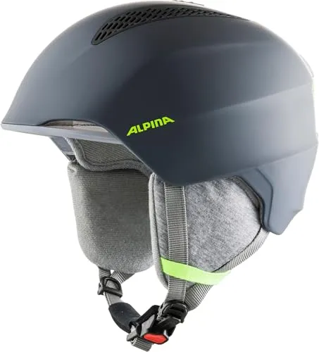 Alpina Grand JR - Sicherer, Leichter, Stoßabsorbierender & Individuell Anpassbarer Skihelm Für Kinder, Charcoal-neon Yellow matt, 51-54 cm