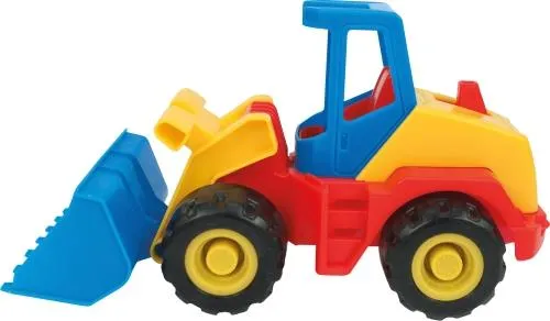 Wader 35314 - Tech Truck Radlader mit beweglicher Frontschaufel, stabiler Bagger mit Stahlachsen, ca. 27 x 11,5 x 15 cm groß, ab 12 Monaten, ideal als Geschenk für kreatives Spielen