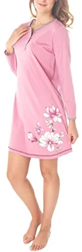 Consult-Tex Damen Langarm Nachthemd Baumwolle Knopfleiste DW918 44/46