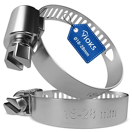 VIOKS 2x Schlauchschelle für Spülmaschine Waschmaschine Ablaufschlauch Klemme Wasserschlauch Befestigung aus Chromstahl Ø 18-28 mm