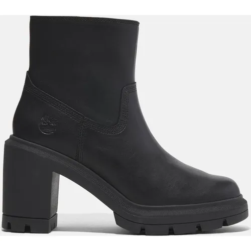 Timberland Damen Mid Zip UP Boot in Schwarz - Weite 7 - Wanderschuhe mit Premium Leder, nachhaltigem ReBOTL-Futter und OrthoLite Fußbett für höchsten Komfort. Ideal für Alltag und Freizeit mit exzellenter Traktion.