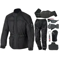 NERVE Motorradkombi Set (8-tlg) schwarz XXL