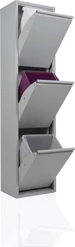 Betten-ABC Refina – platzsparender Mehrzweckschrank mit Abfalleimer - Haushaltszubehör: Robuster, pflegeleichter Metall-Schrank für Mülltrennung und Ordnung, ideal für kleine Räume und nachhaltigen Umweltschutz.