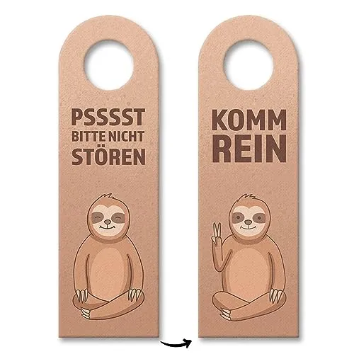 Psssst bitte nicht stören oder Komm rein Türhänger 3er Set mit niedlichem Faultier lustiger Türhänger 3er Set aus Filz um beim Chillen oder meditieren nicht mehr gestört zu werden