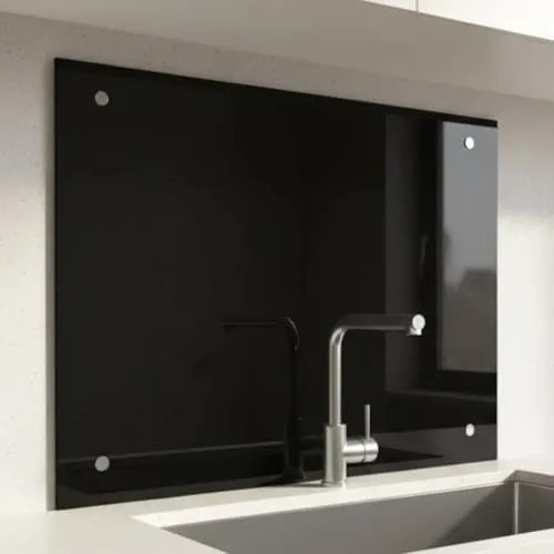 Mucola Küchenrückwand Glasrückwand Schwarz in schwarz von Mucola