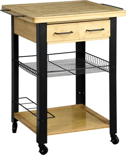 KESPER Küchenwagen 71 x 88 x 60 cm - Platzsparend und Mobil - Küchenwagen mit 2 Schubladen, großer Arbeitsplatte und 4 Lenkrollen für einfache Mobilität. Ideal zum Kochen und Servieren, spart Platz und sorgt für mehr Bewegungsfreiheit in Ihrer Küche.