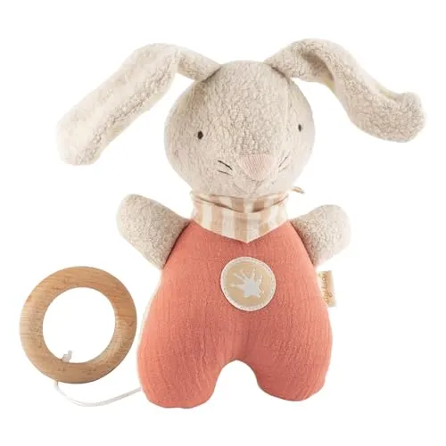 Sigikid Spieluhr Tiny Tissues, Musselin Hase - Spieluhr für Babys, aus weichem Musselin mit beruhigender Melodie – ideal für die ersten Monate und fördert das Wohlbefinden.
