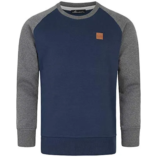 Amaci&Sons Herren Basic College Sweatjacke Pullover Hoodie Sweatshirt 4050 Navyblau/Anthrazit L