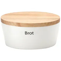 Continenta 3931 Brottopf oval mit Holzdeckel in weiß von Continenta